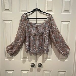 Floral Long Sleeve Women's Top - Multicolor